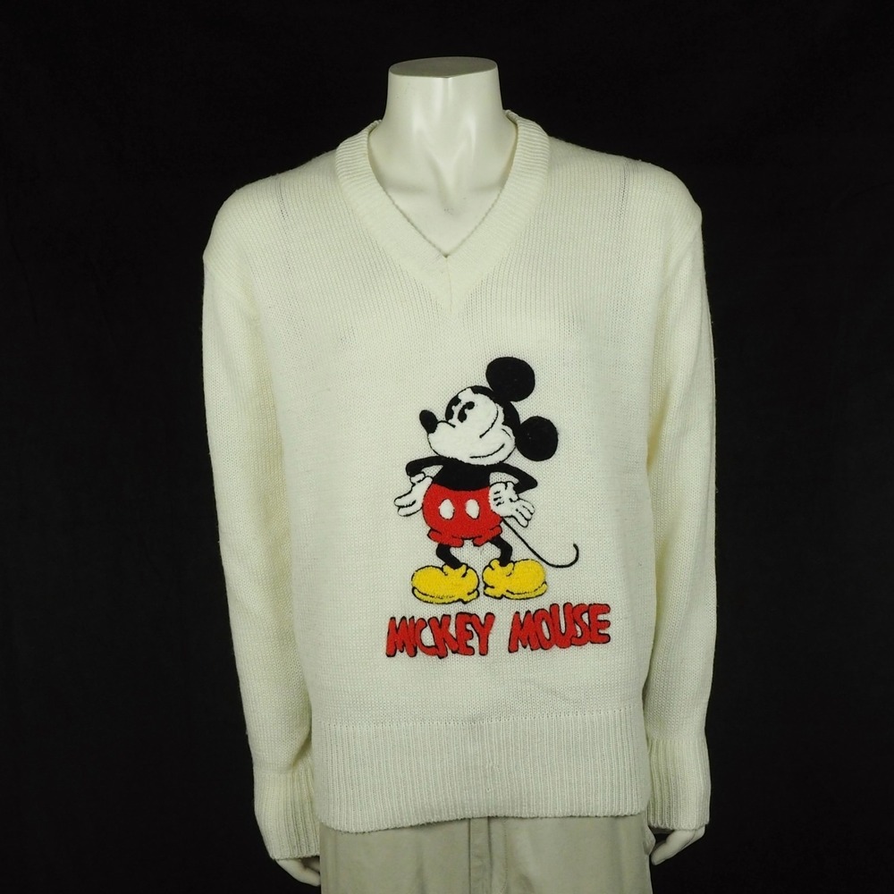 Disney Character Fashions Vtg 70's Mickey Mouse Sweater Mens Sz XL Disneyland